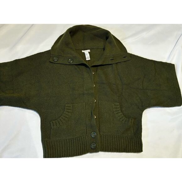 Tweeds Womens Knit cardigan Sweater Sz M Green Pockets 3/4 Sleeve wool boho cozy - Picture 4 of 8